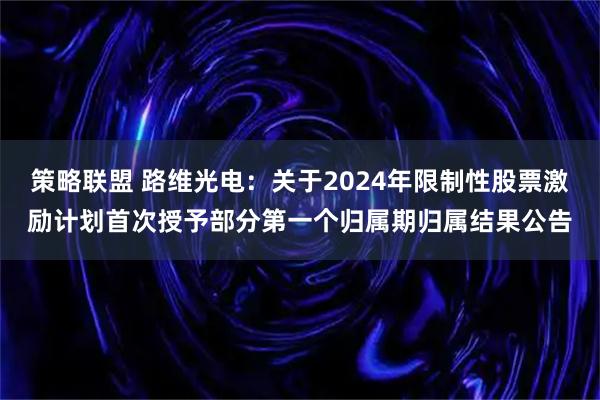 策略联盟 路维光电：关于2024年限制性股票激励计划首次授予部分第一个归属期归属结果公告